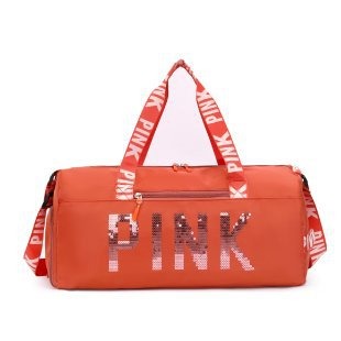 New fitness bag, shoe compartment, dry wet separation bag, sports travel bag, shiny pink letter single shoulder crossbody bag