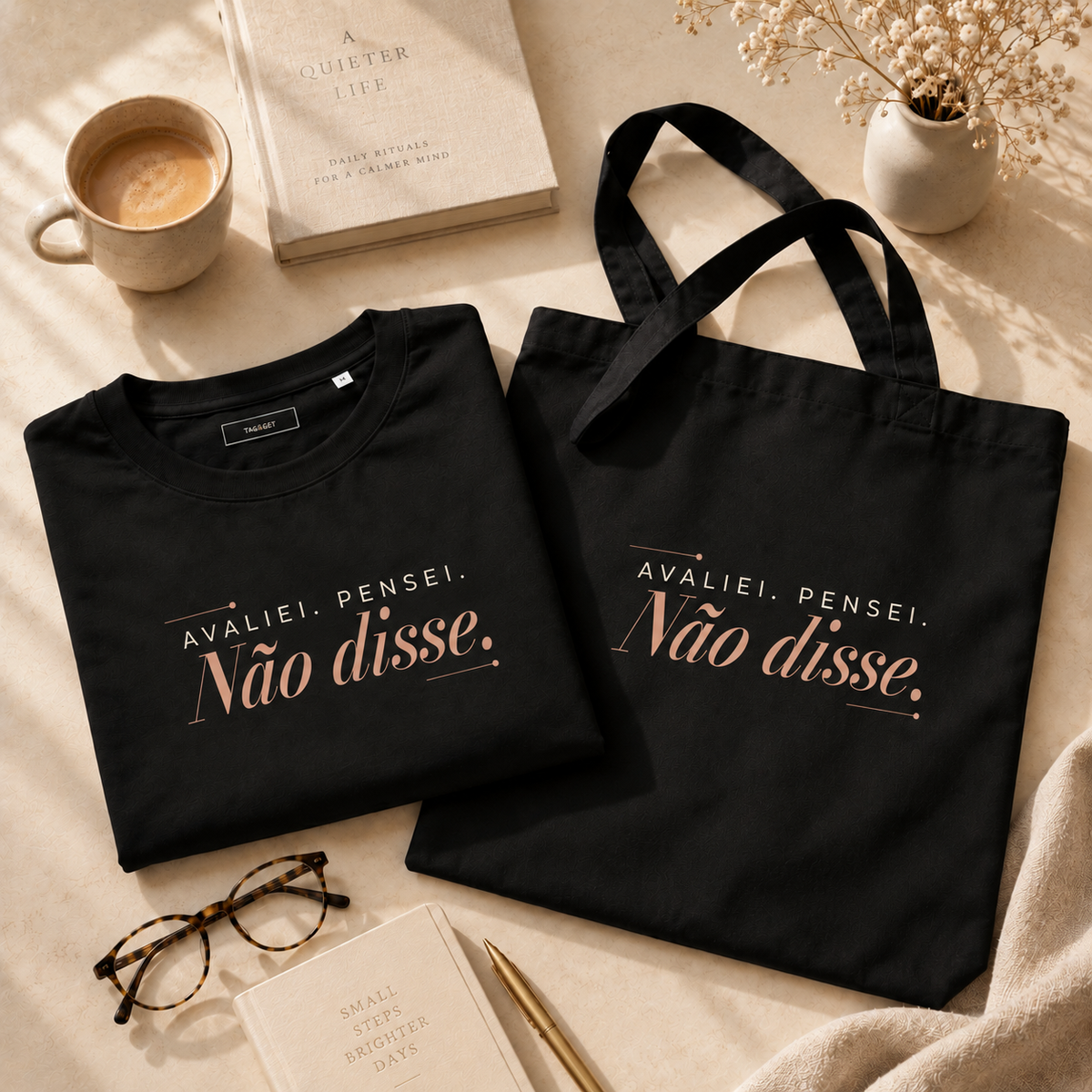 Care Duo Avaliei Pensei Não disse com t-shirt e tote bag