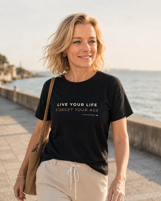 T-shirt feminina de algodão orgânico "Live your Life"