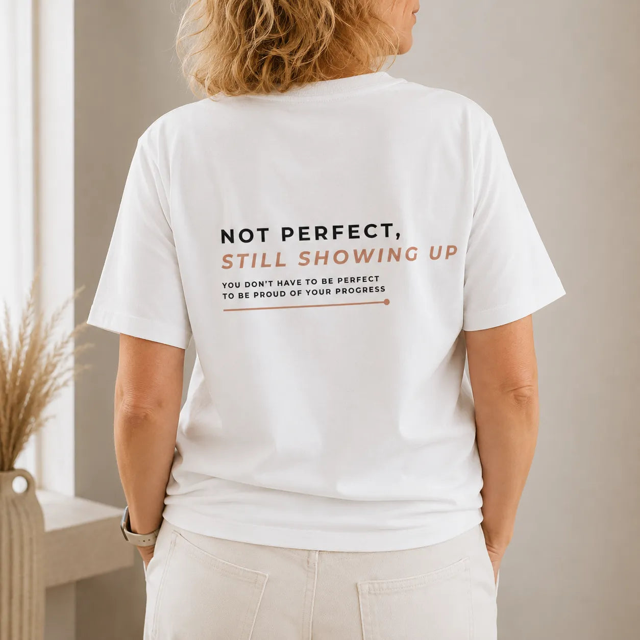 T-shirt feminina de algodão orgânico "not perfect"