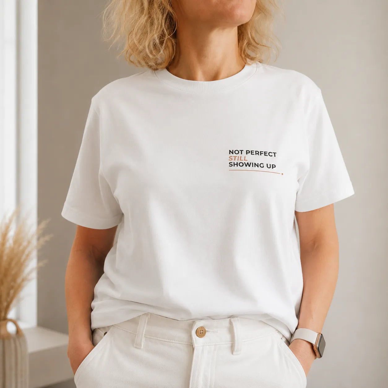 T-shirt feminina de algodão orgânico "not perfect"