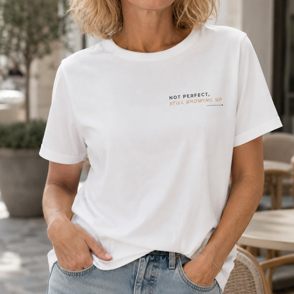 T-shirt feminina de algodão orgânico "not perfect"