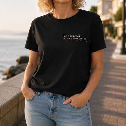 T-shirt feminina de algodão orgânico "not perfect"
