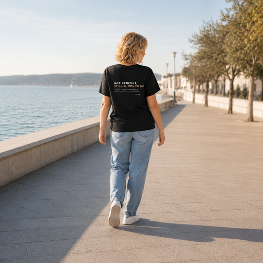 T-shirt feminina de algodão orgânico "not perfect"