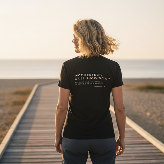 T-shirt "Not perfect" - costas - quadrada
