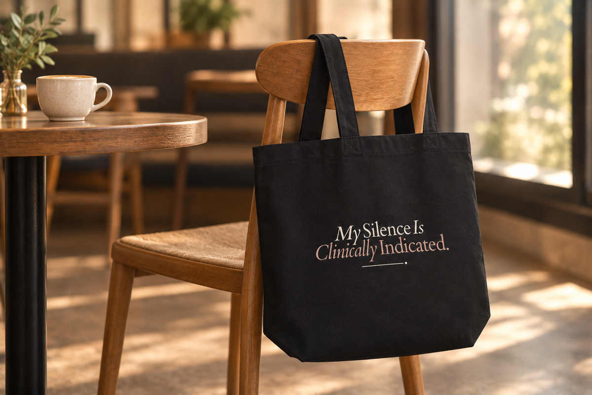 Tote preto pendurado numa cadeira num café